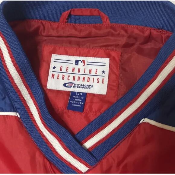 Chicago Cubs Windbreaker-Vintage-90's G-III Sports by Carl Banks–Red/Navy-Size L - Picture 3 of 4